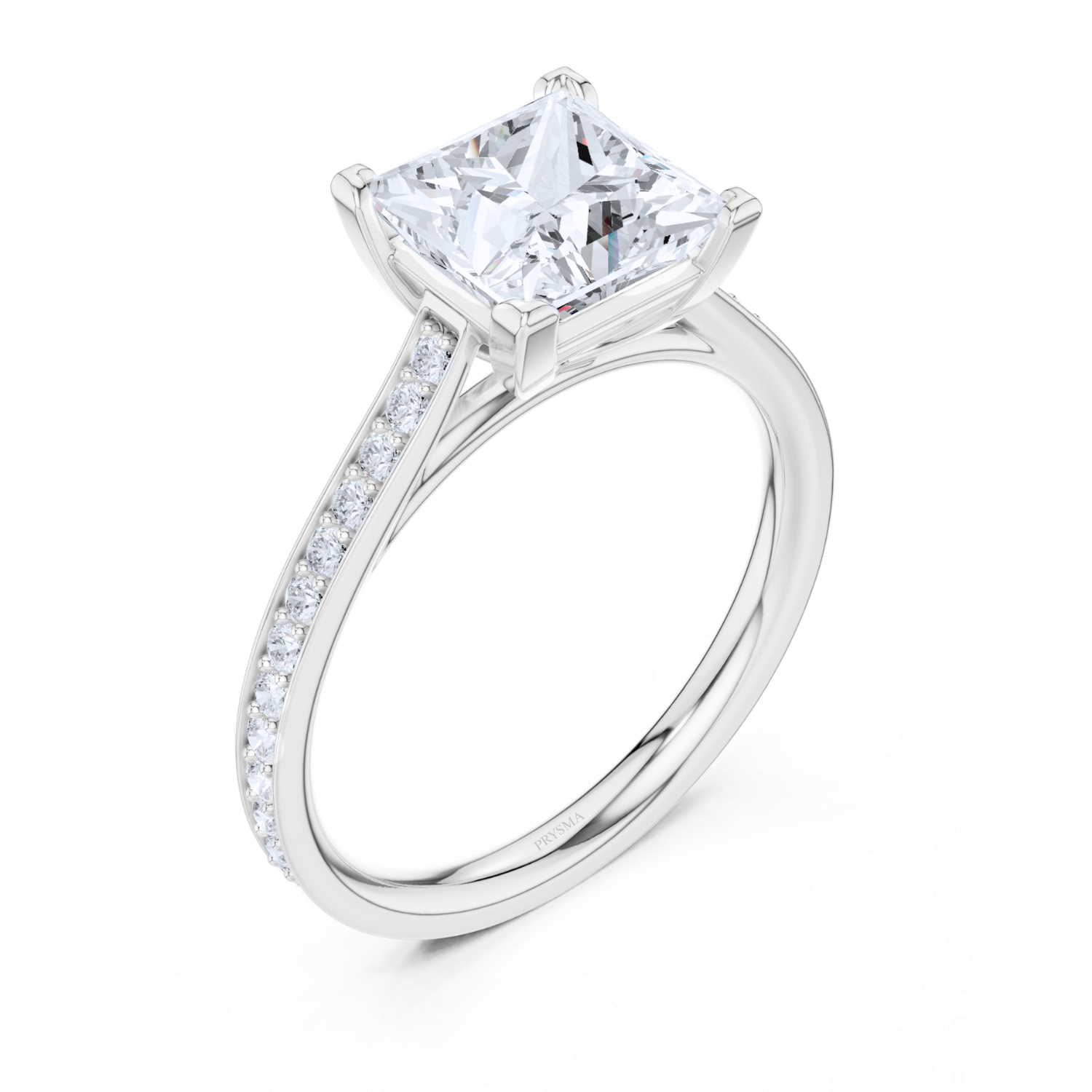 Princess-Cut Cathedral Pave Ring