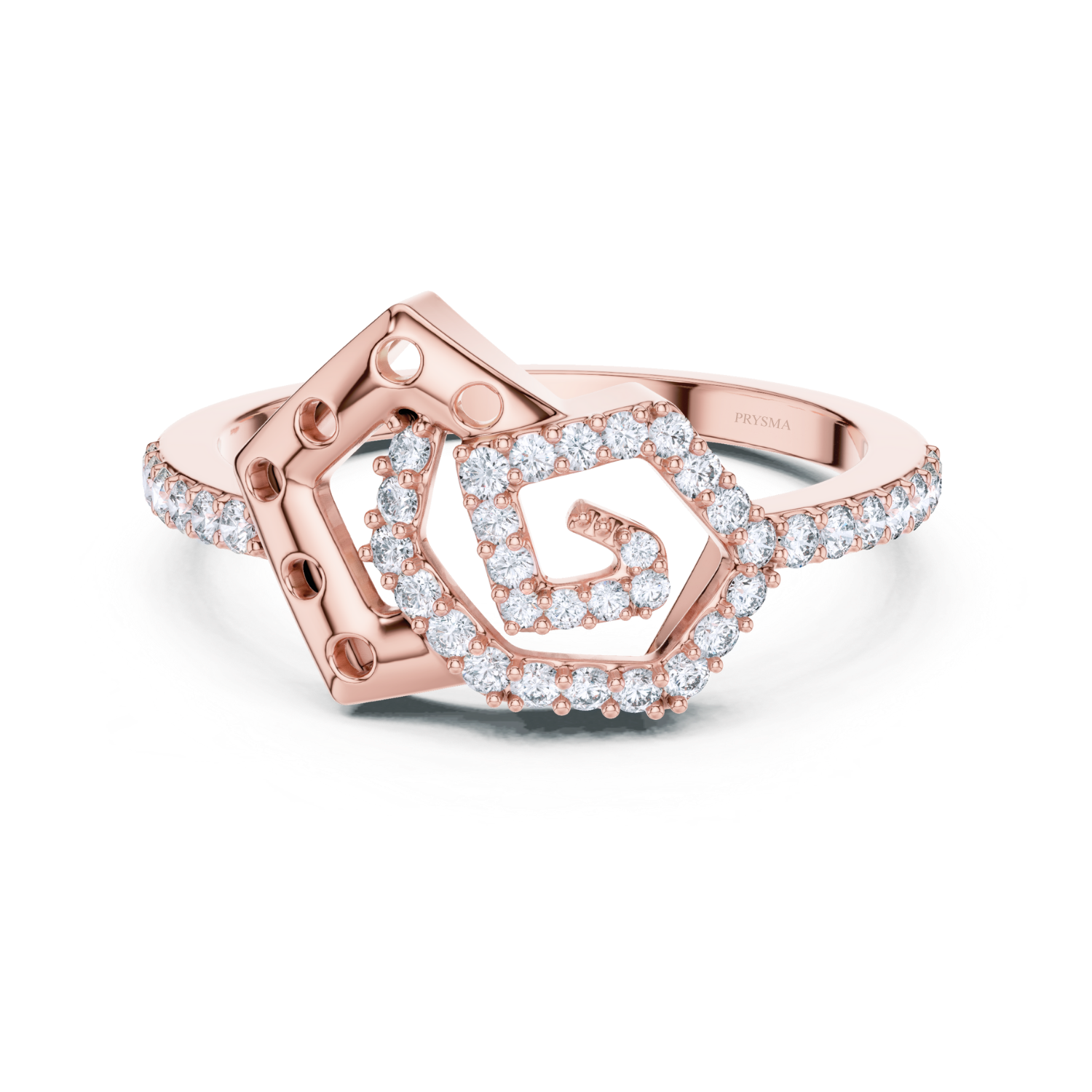 Diamond Halo Shield Ring