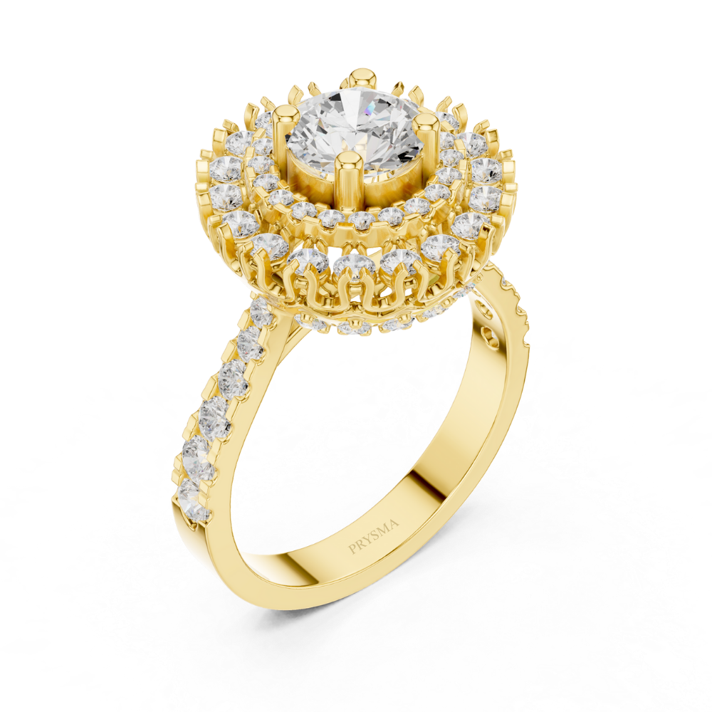 Radiant Double Halo Round-Cut Ring