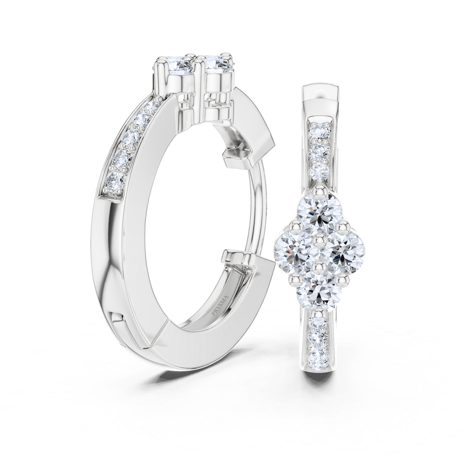 Diamond Cluster Hoop Earrings