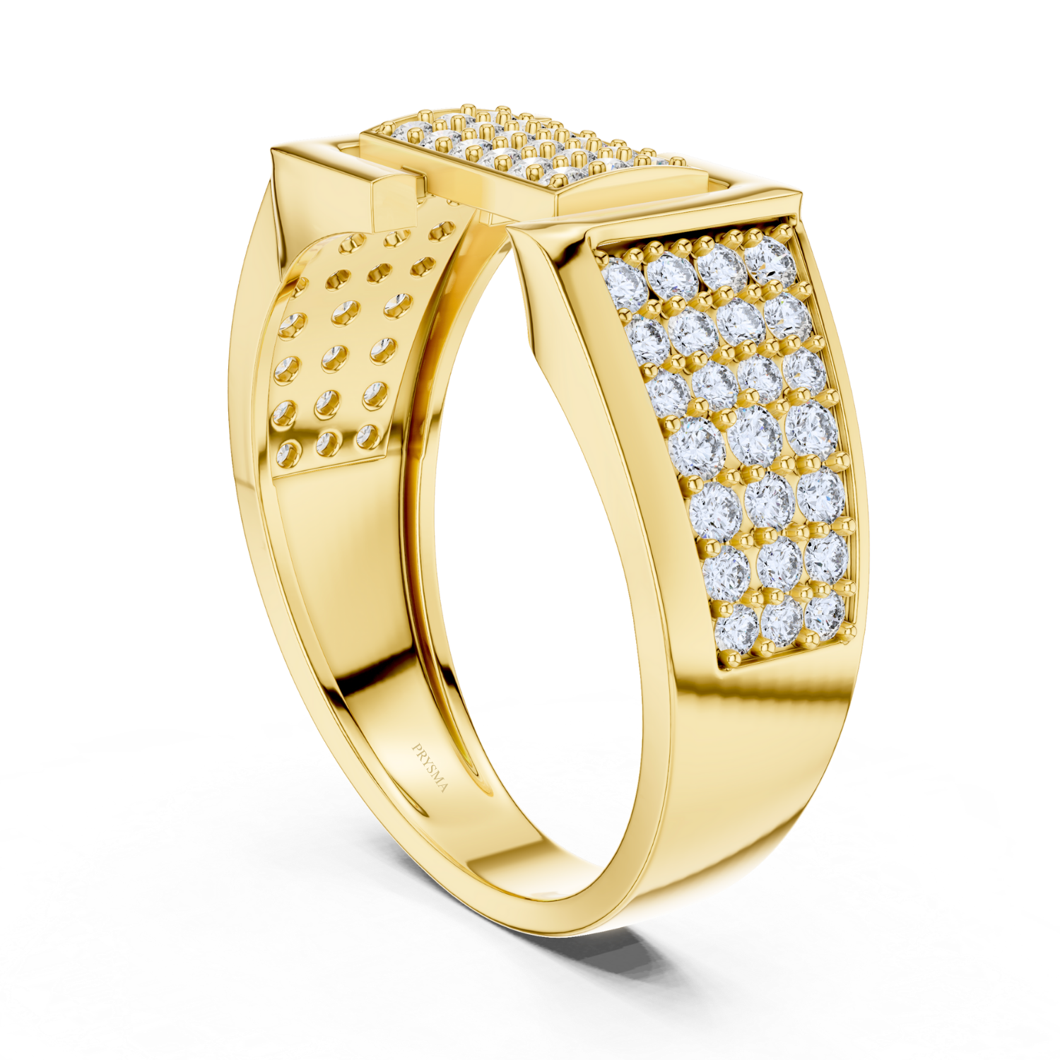 Geometric Diamond Pave Gold Band
