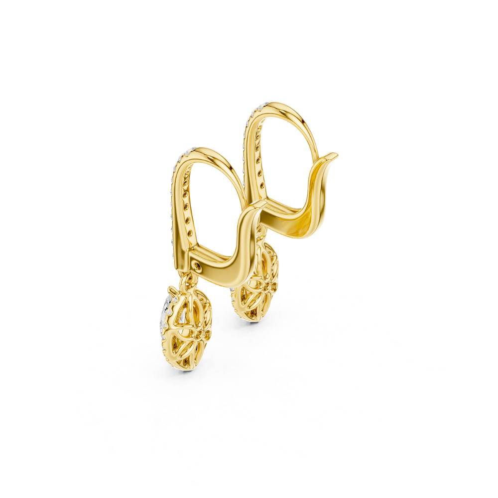Marquise Halo Drop Diamond Earrings