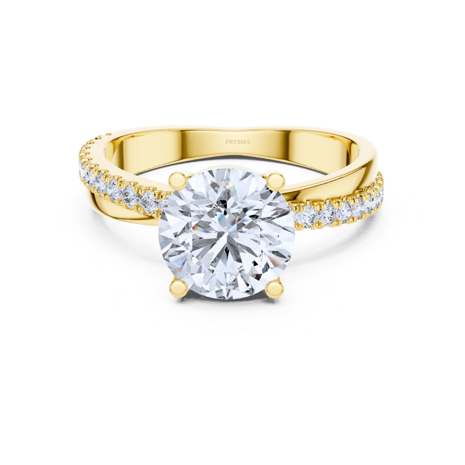 Elegant Round-Cut Solitaire Ring With Diamond Pave Band