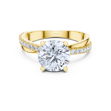 Elegant Round-Cut Solitaire Ring With Diamond Pave Band