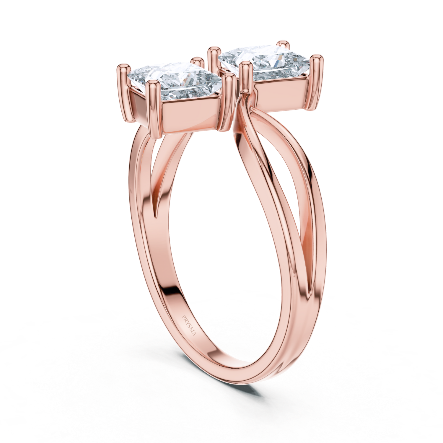 Modern Twin Princess-Cut Diamond Ring