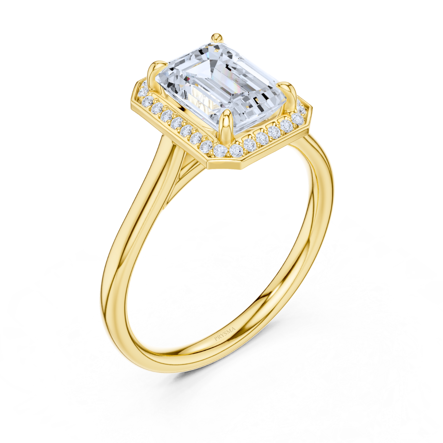 Regal Halo Emerald-Cut Diamond Ring