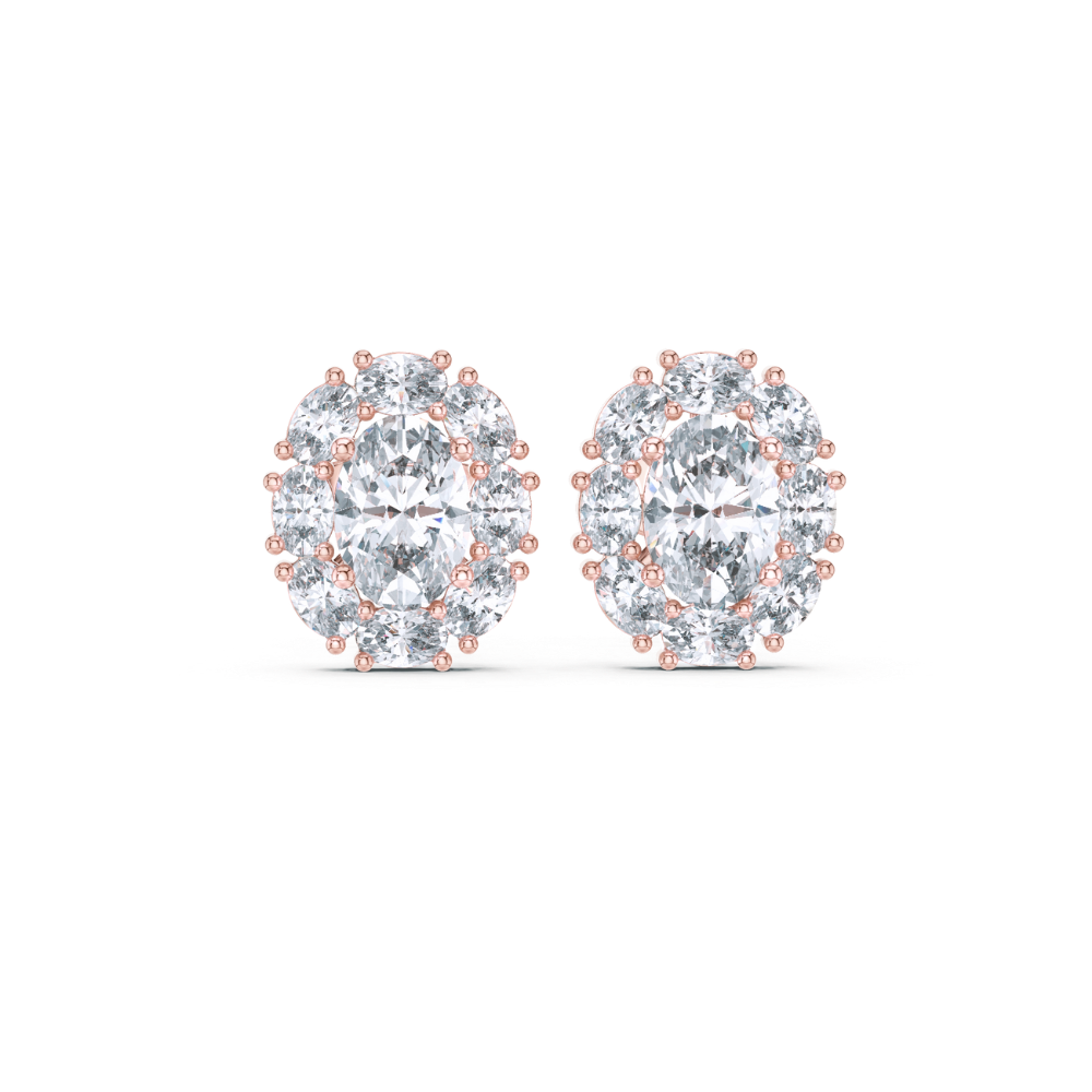 Radiant Oval Cluster Diamond Studs