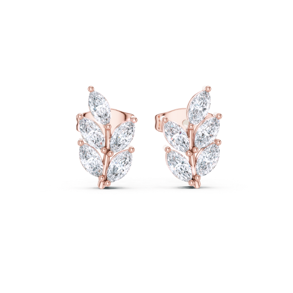 Lustrous Laurel Marquise Diamond Earrings