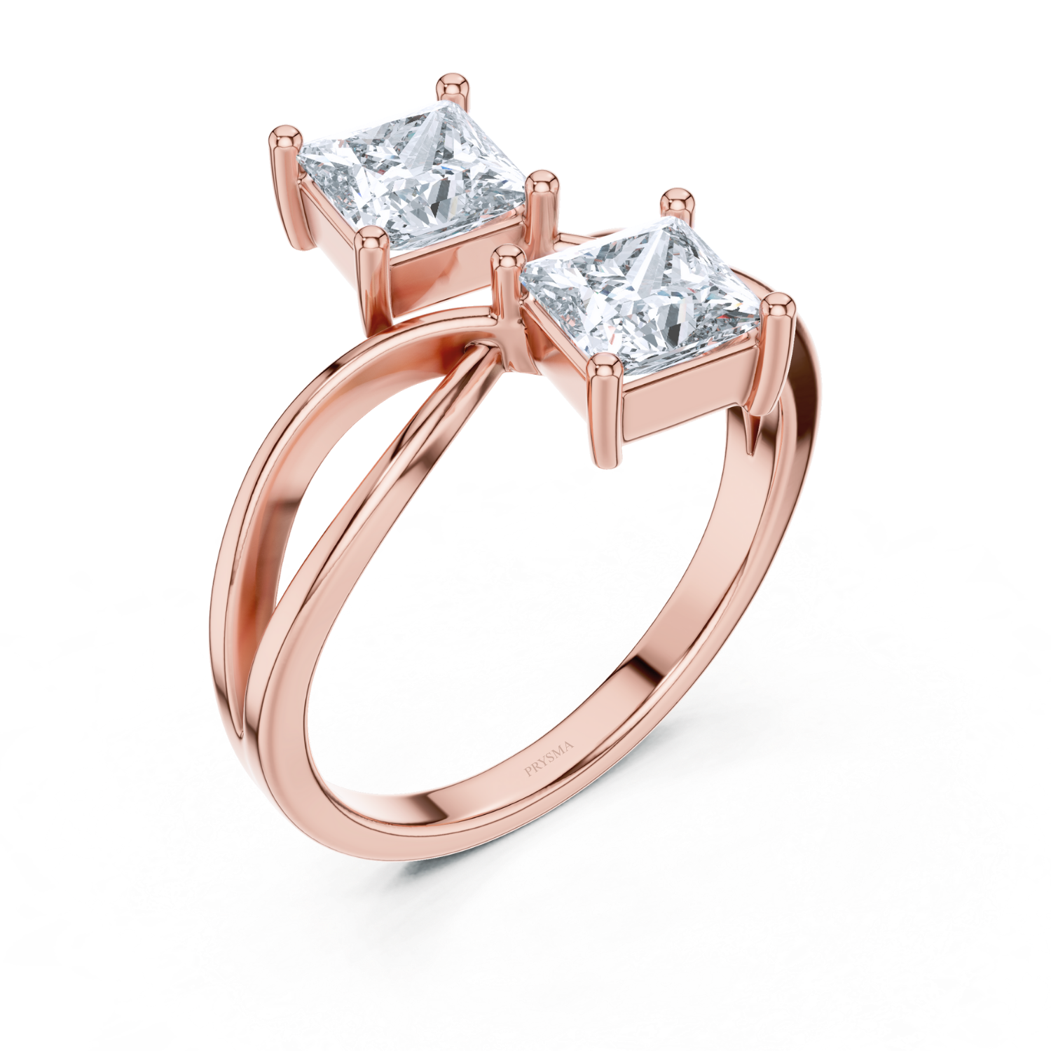 Modern Twin Princess-Cut Diamond Ring