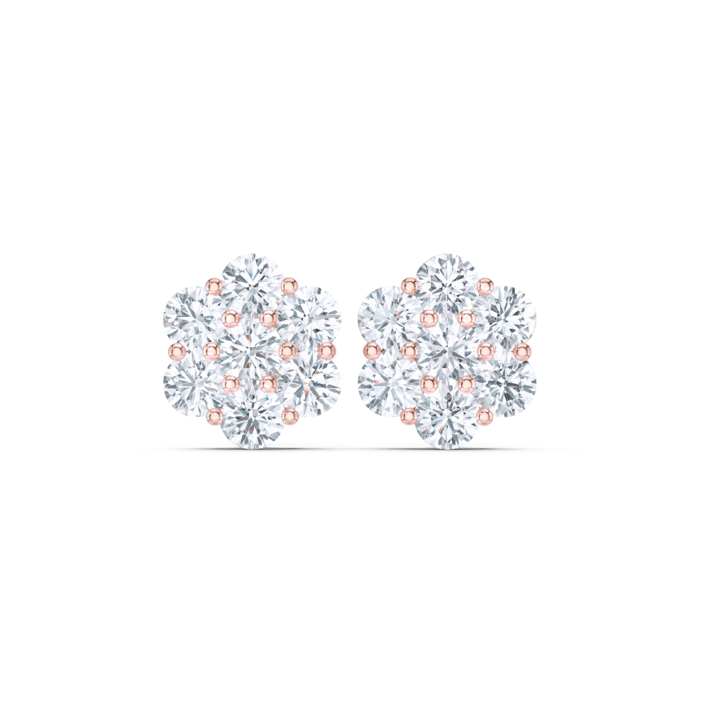 Diamond Bloom Cluster Stud Earrings