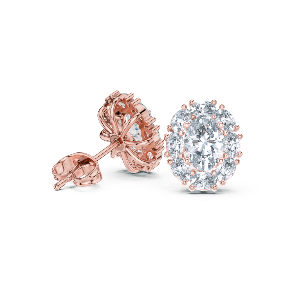 Radiant Oval Cluster Diamond Studs