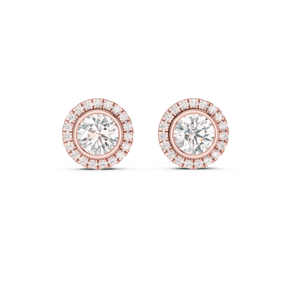 Bezel-Set Halo Stud Earrings