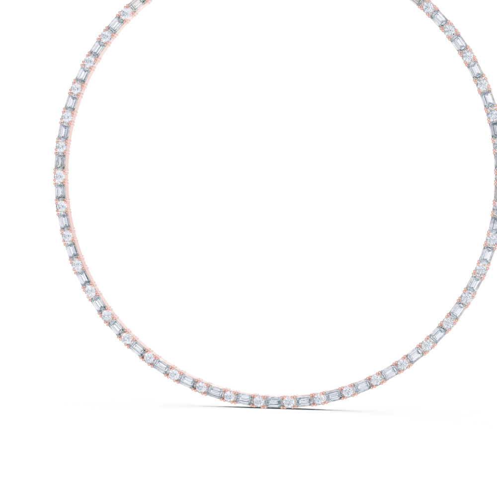Radiant Emerald Diamond Line Necklace