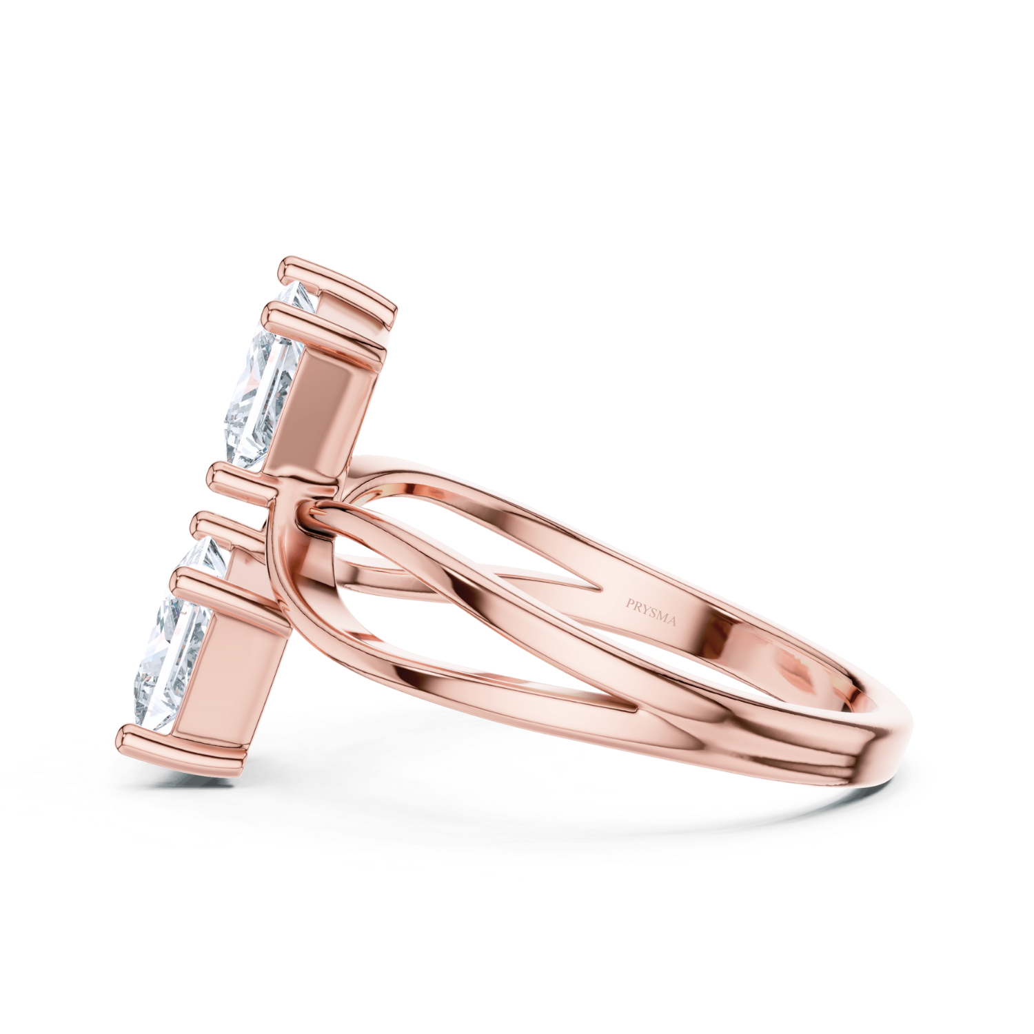 Modern Twin Princess-Cut Diamond Ring
