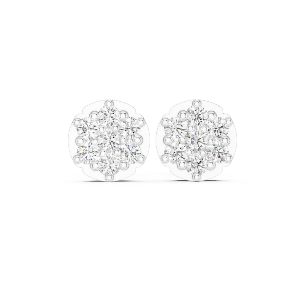 Classic Cluster Diamond Stud Earrings