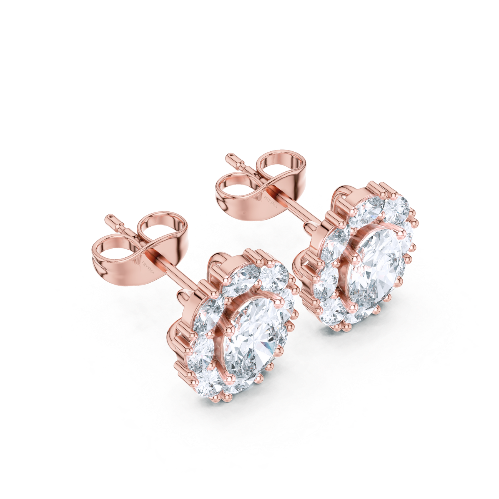 Radiant Oval Cluster Diamond Studs