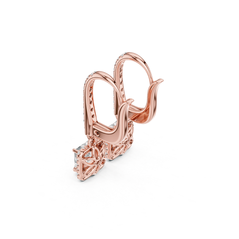 Princess Halo Drop Diamond Earrings