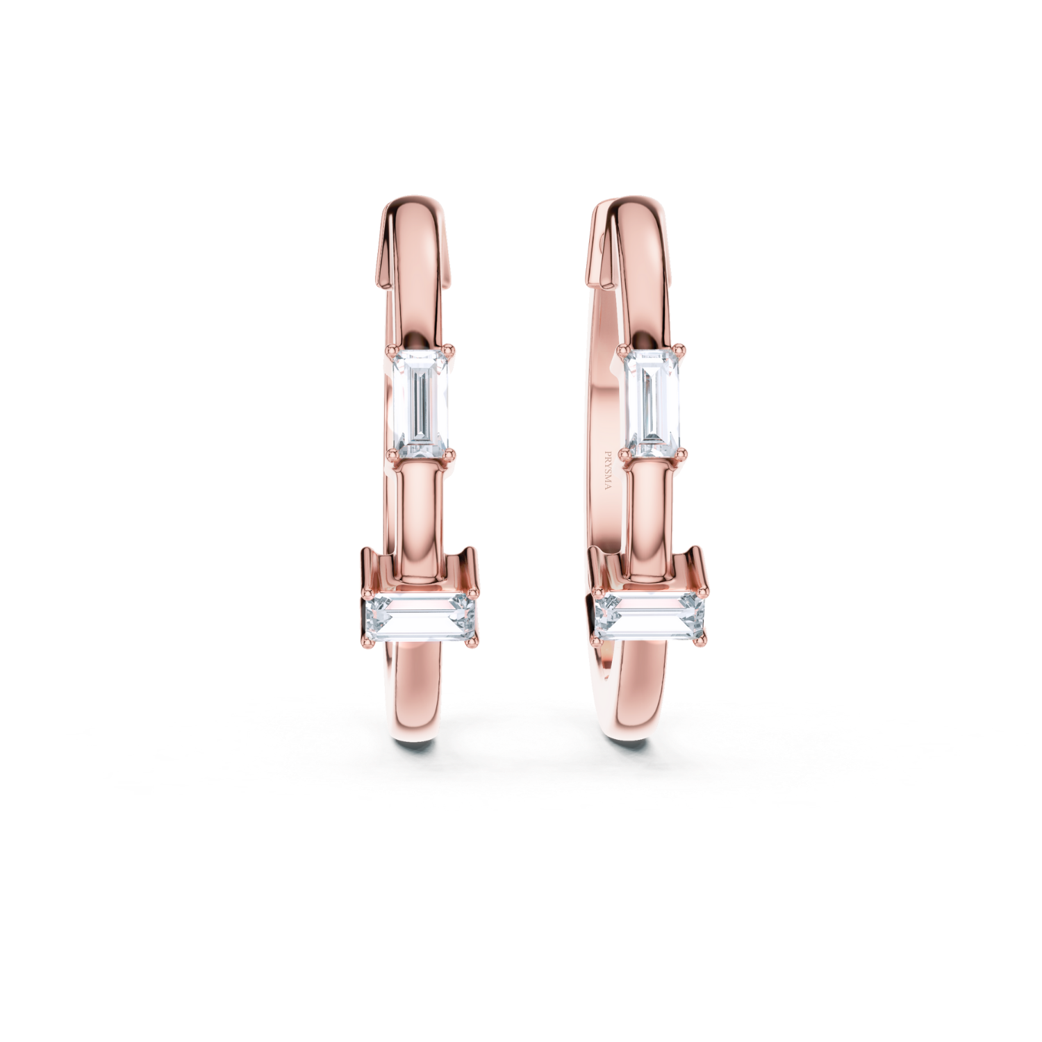 Modern Baguette Diamond Huggie Hoops