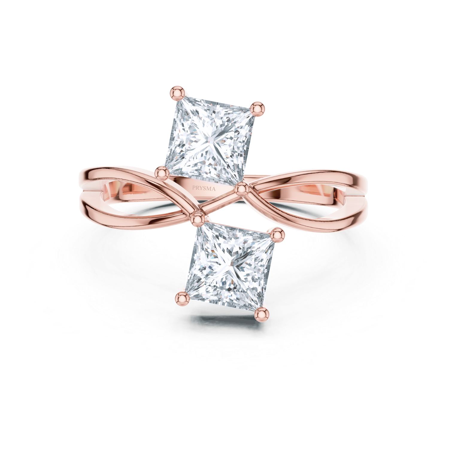 Modern Twin Princess-Cut Diamond Ring