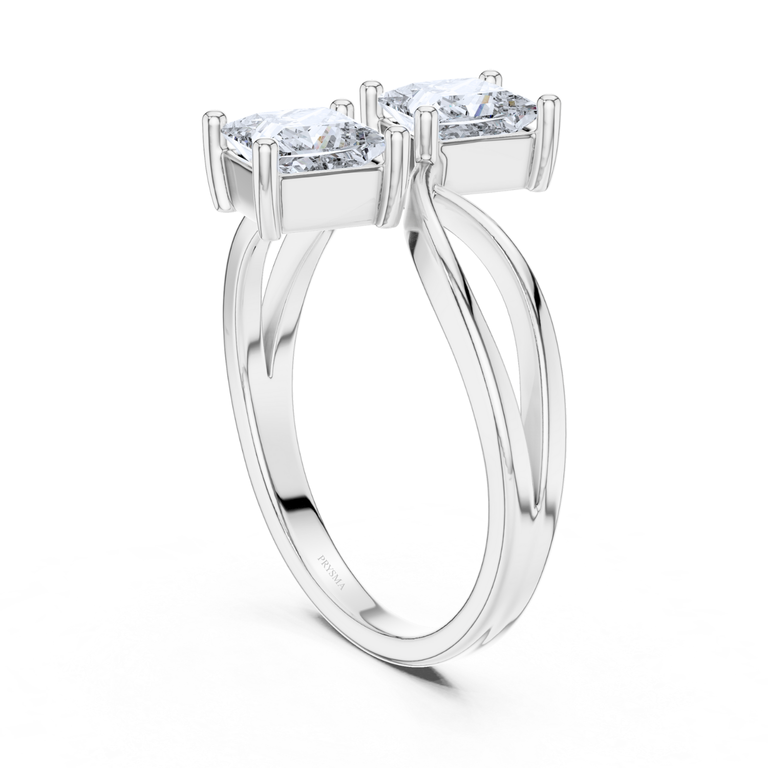 Modern Twin Princess-Cut Diamond Ring
