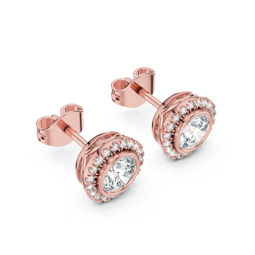 Bezel-Set Halo Stud Earrings