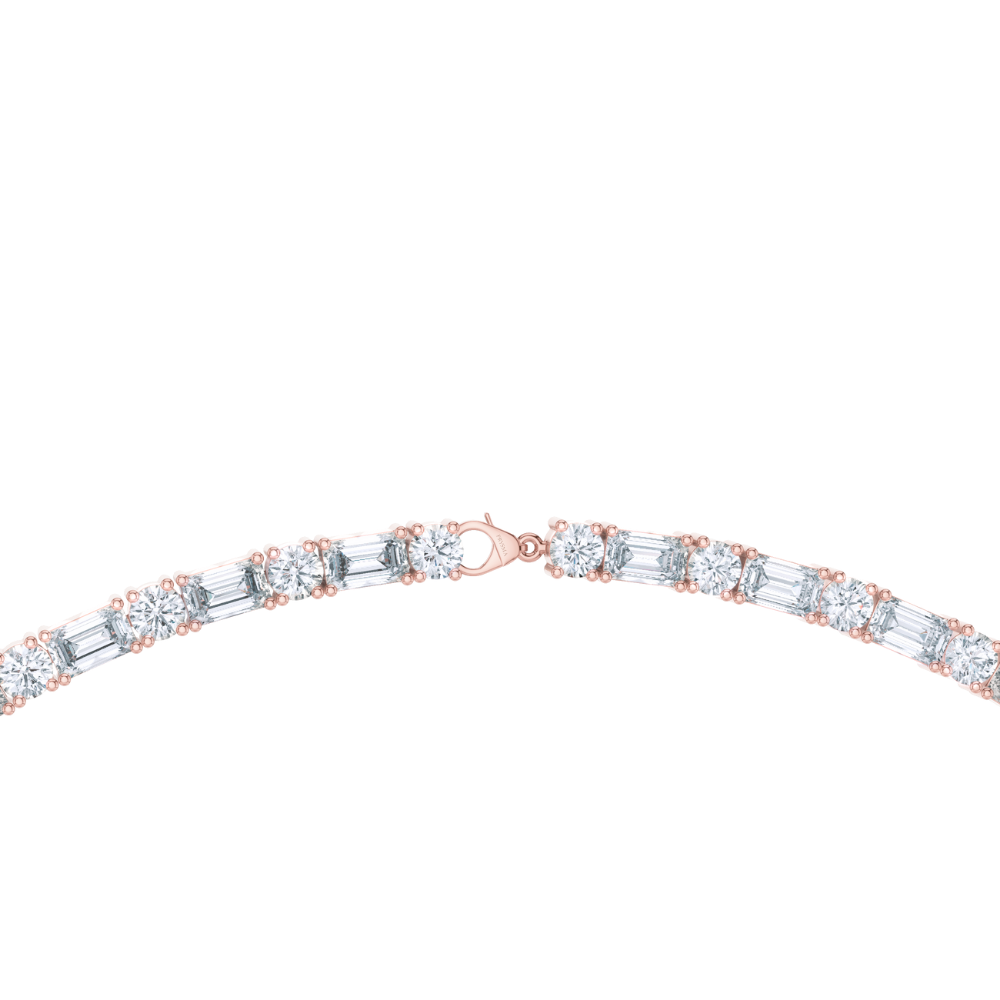 Radiant Emerald Diamond Line Necklace