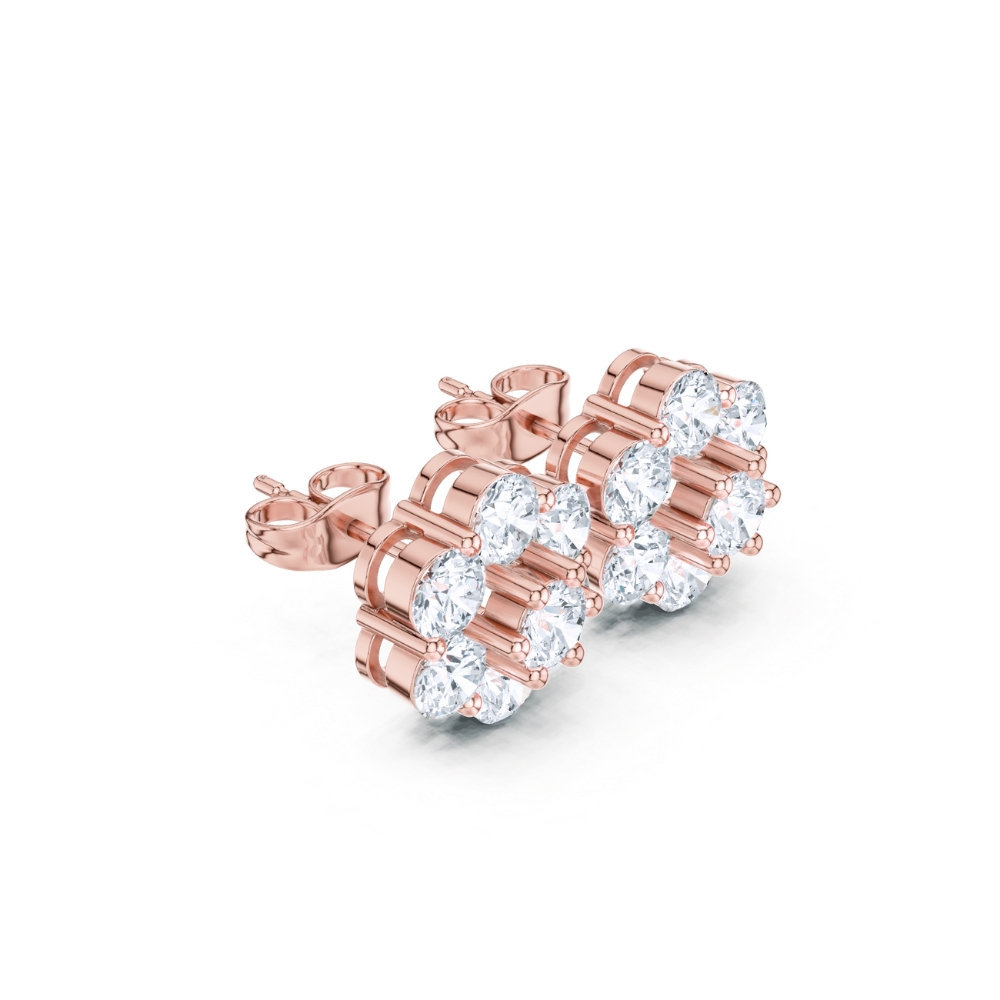Diamond Bloom Cluster Stud Earrings