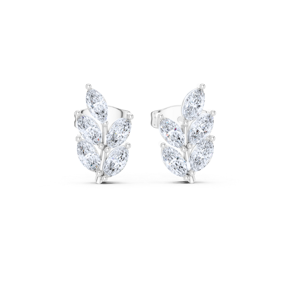 Lustrous Laurel Marquise Diamond Earrings