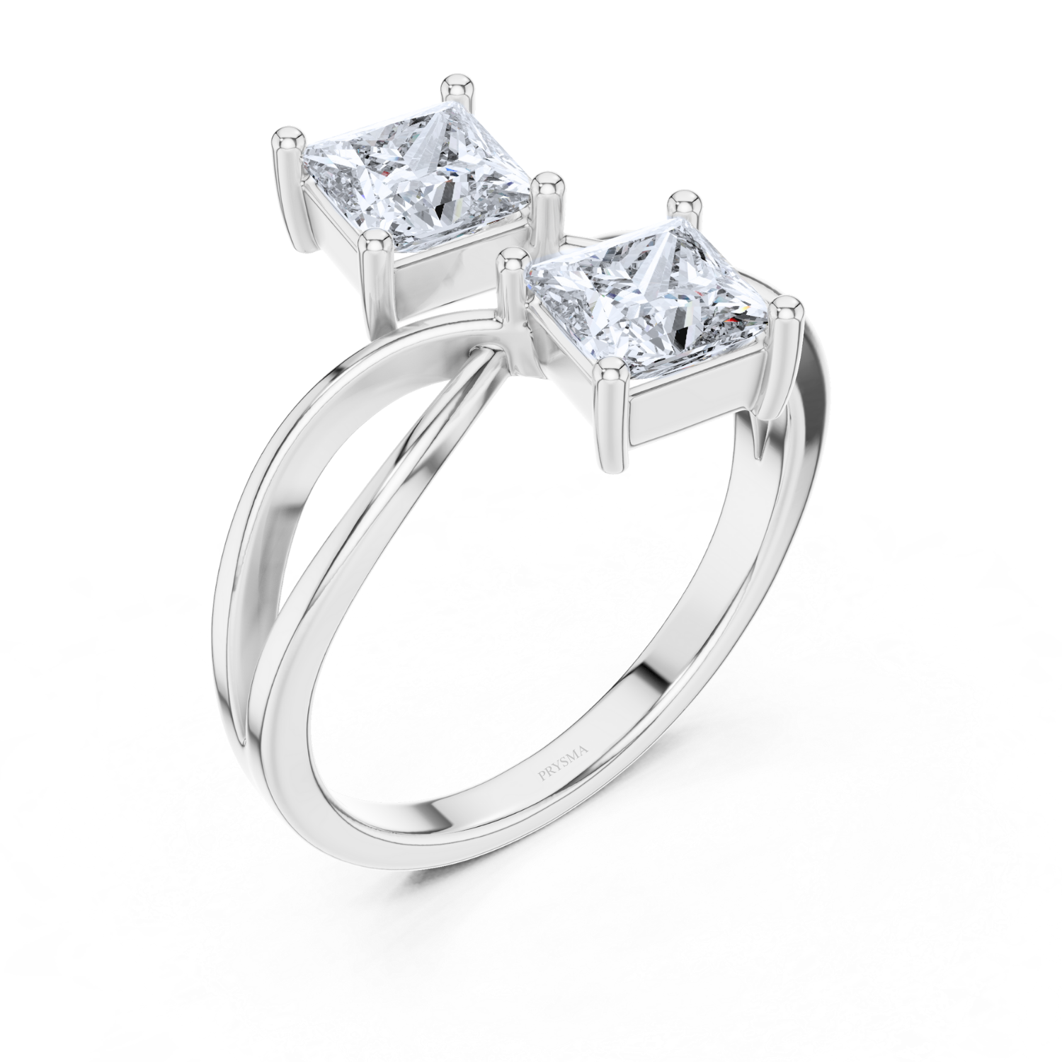 Modern Twin Princess-Cut Diamond Ring