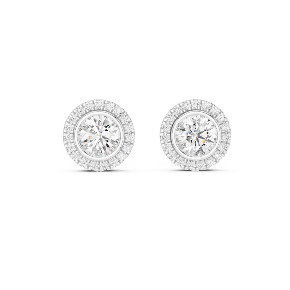 Bezel-Set Halo Stud Earrings