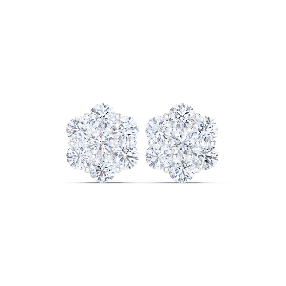 Diamond Bloom Cluster Stud Earrings