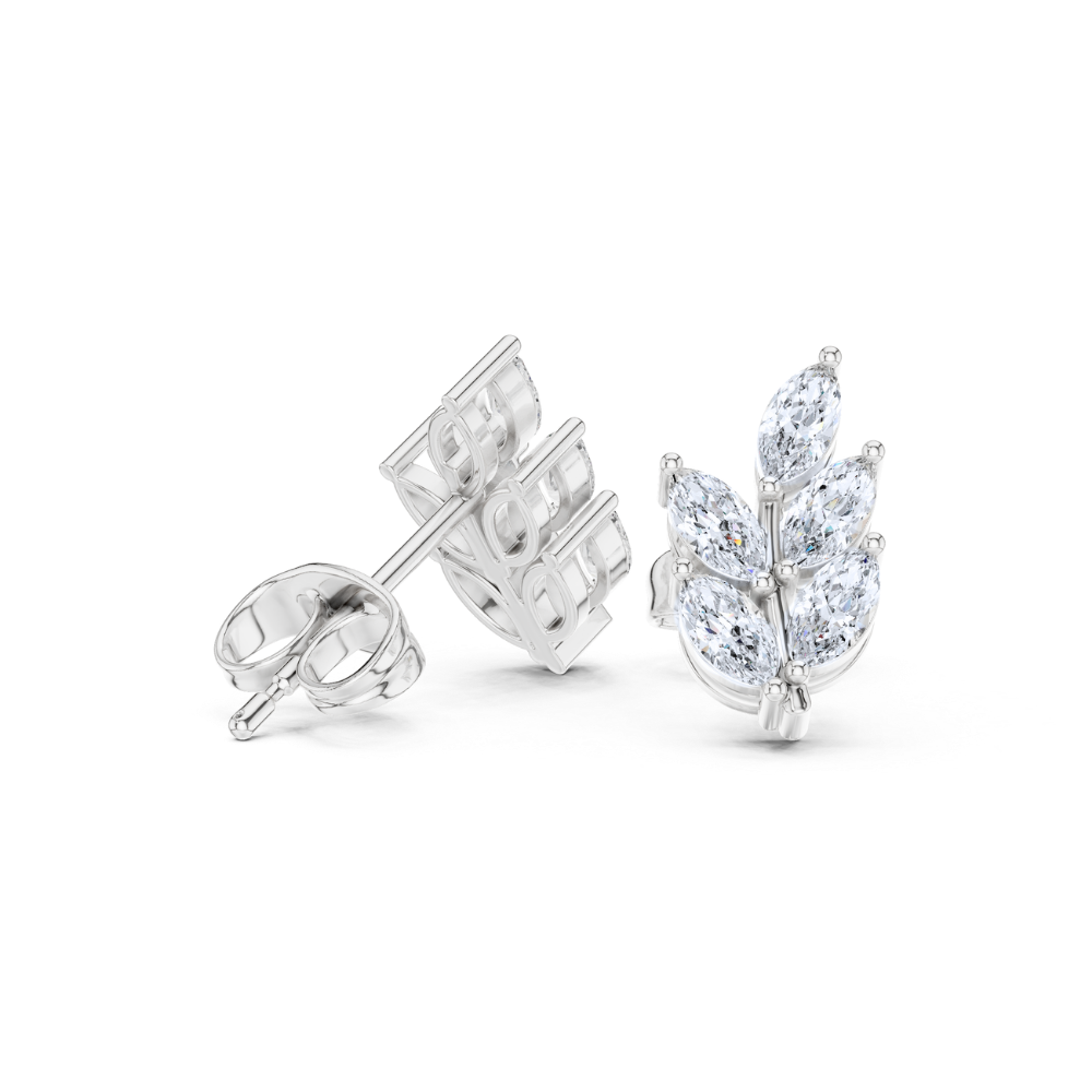 Lustrous Laurel Marquise Diamond Earrings
