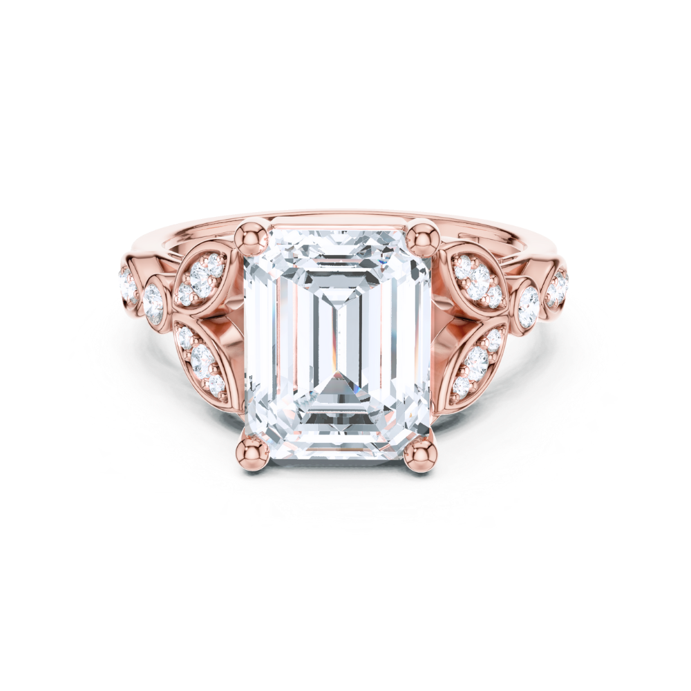 Regal Bloom Emerald-Cut Ring
