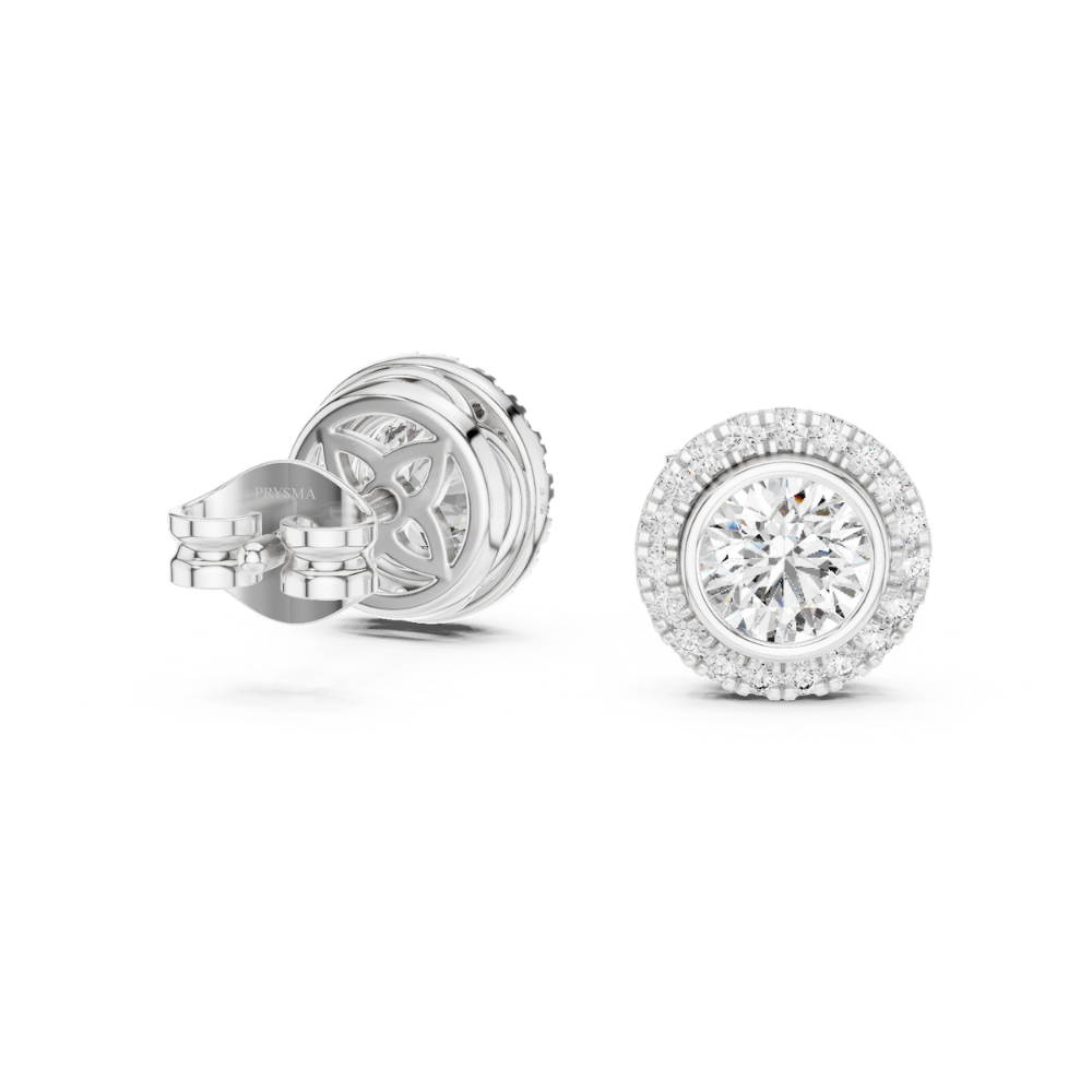 Bezel-Set Halo Stud Earrings