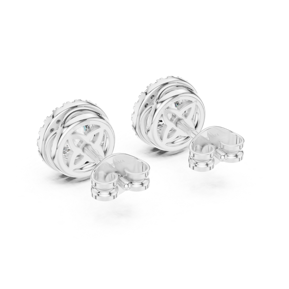 Bezel-Set Halo Stud Earrings