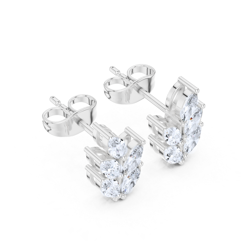 Lustrous Laurel Marquise Diamond Earrings