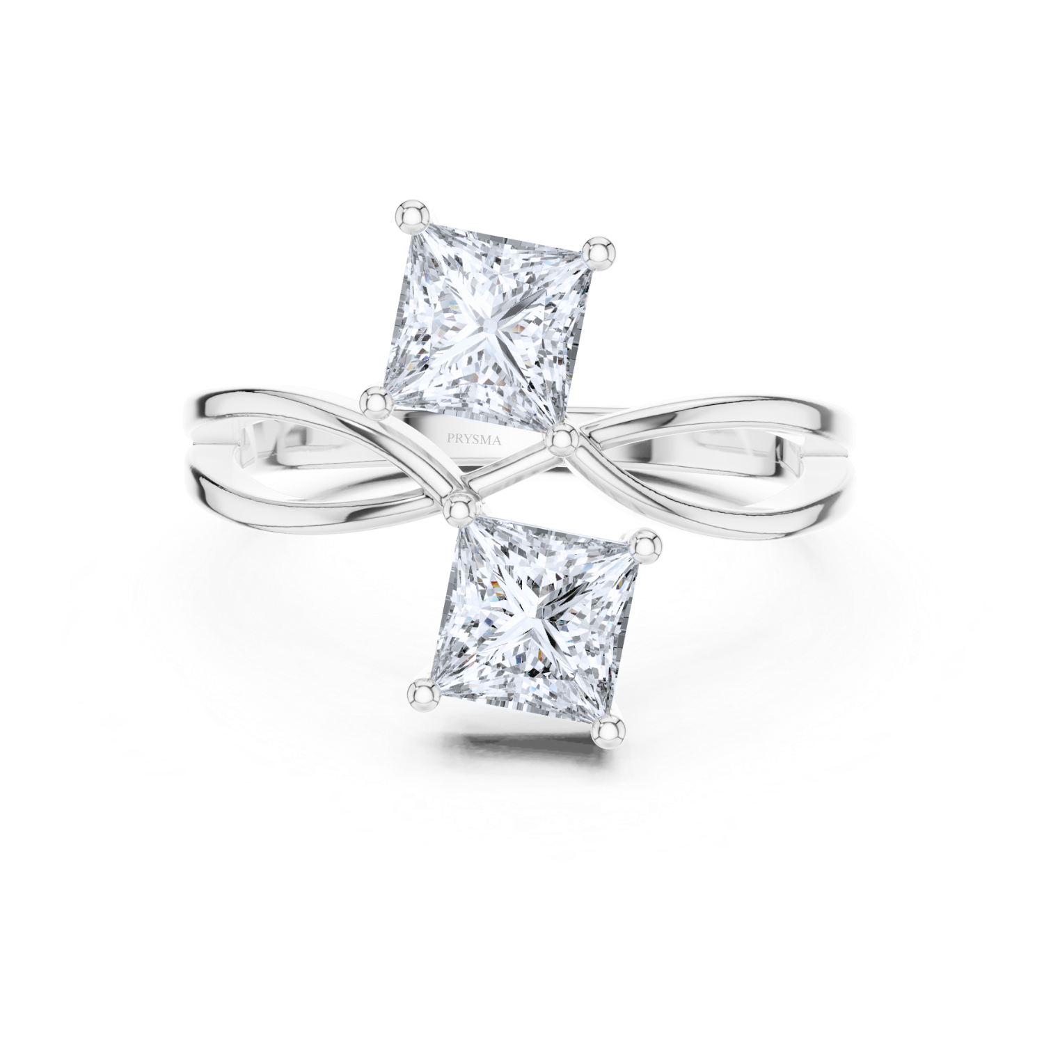 Modern Twin Princess-Cut Diamond Ring