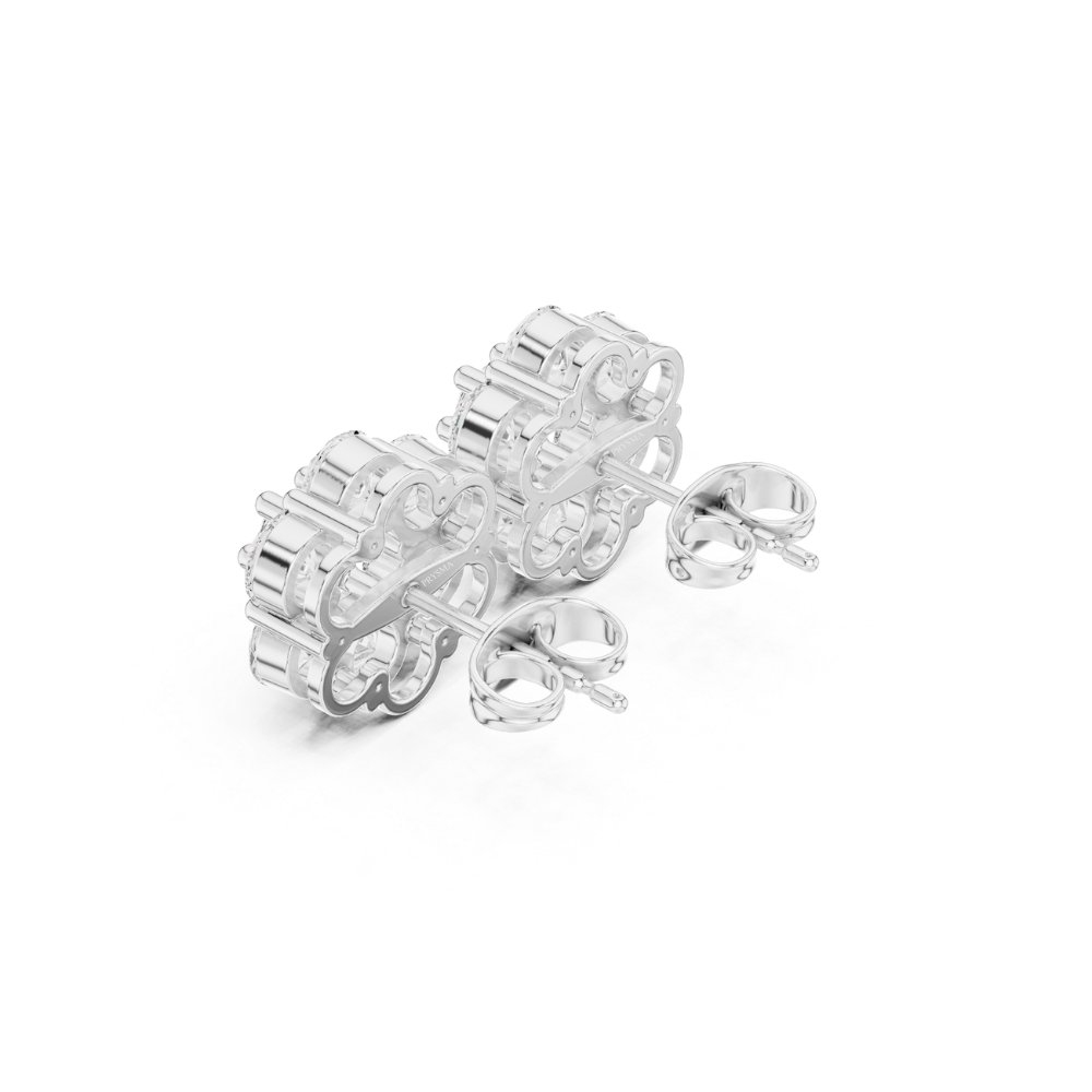 Diamond Bloom Cluster Stud Earrings