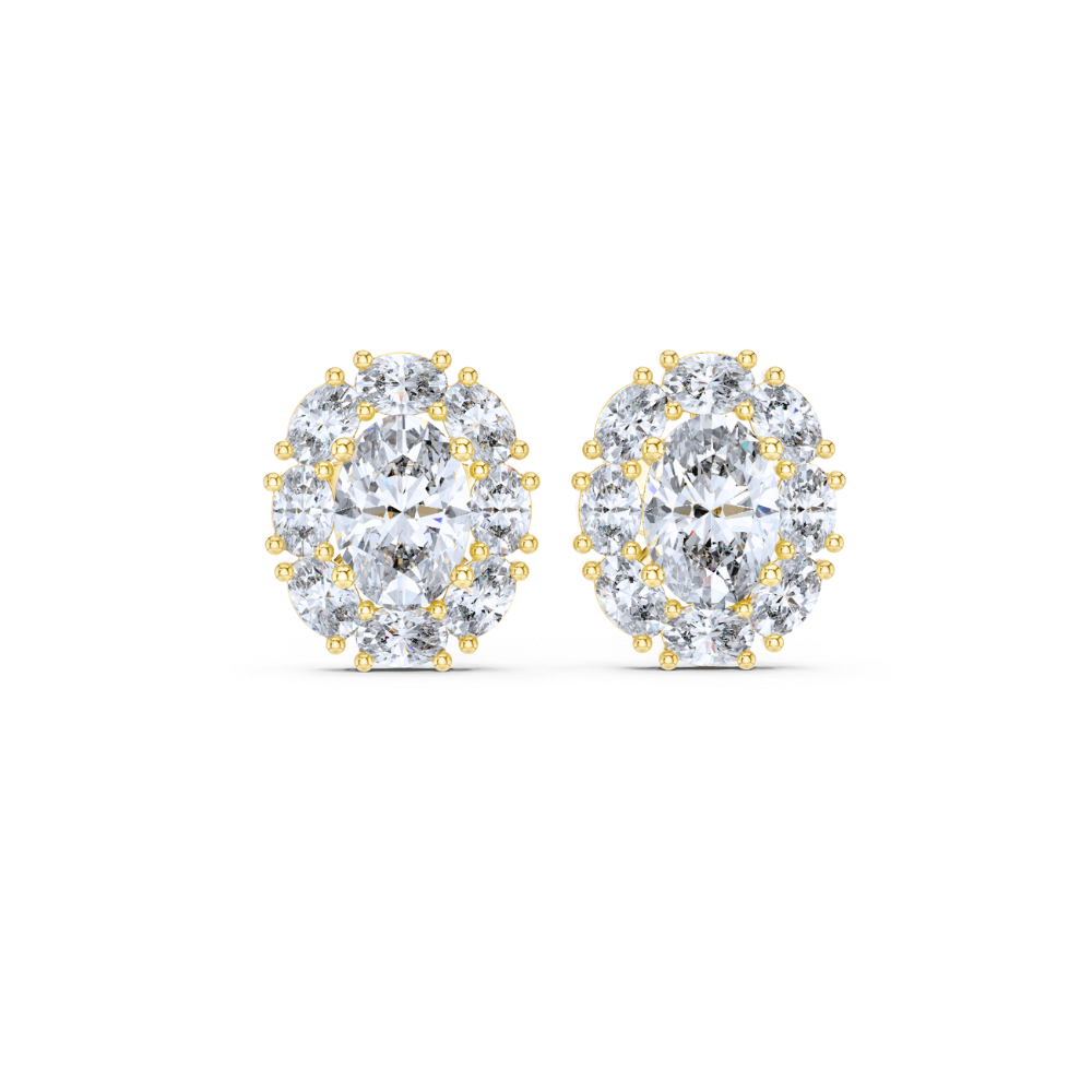 Radiant Oval Cluster Diamond Studs