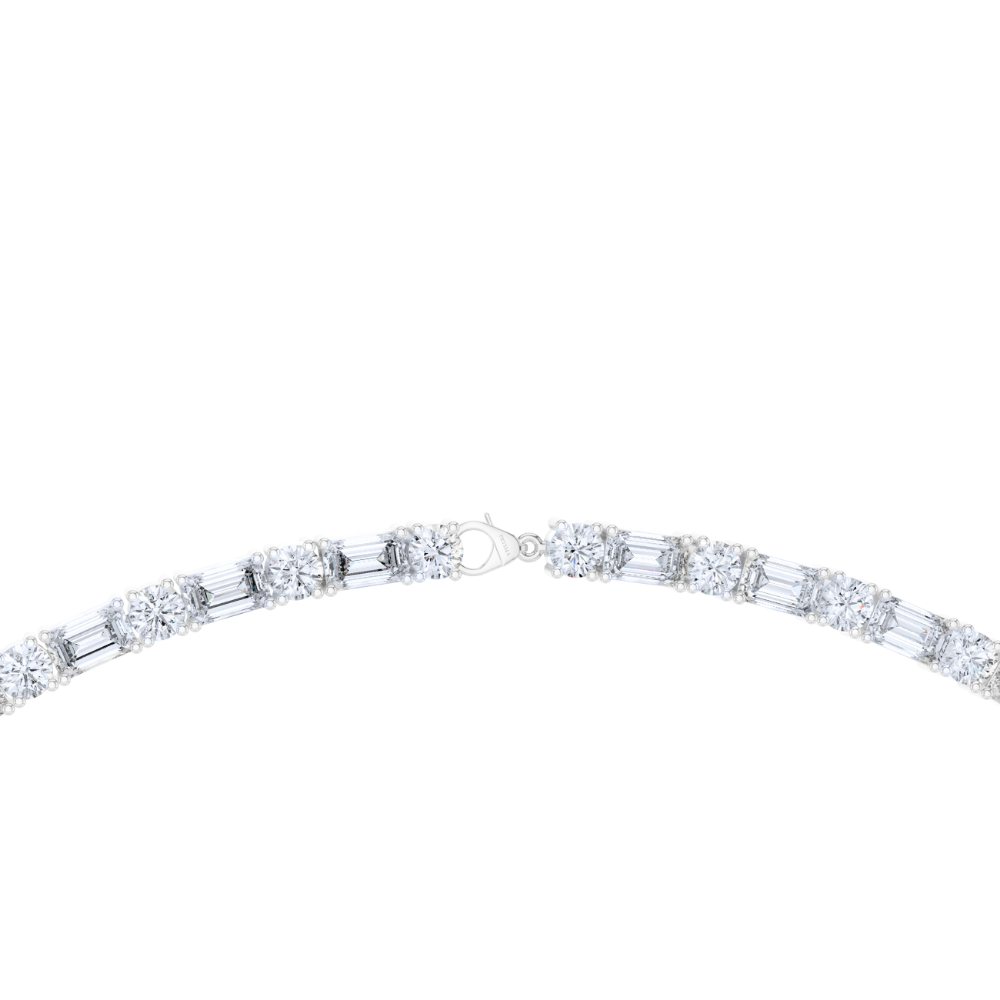 Radiant Emerald Diamond Line Necklace