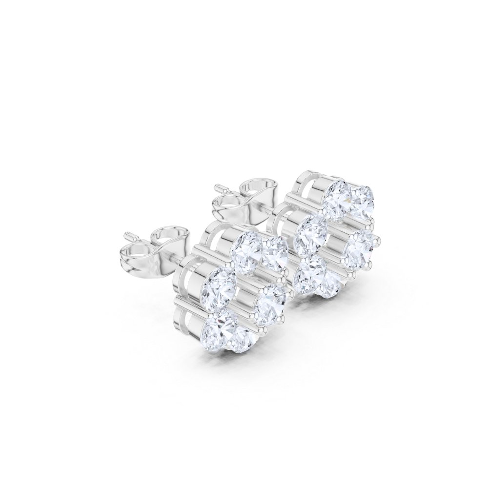 Diamond Bloom Cluster Stud Earrings