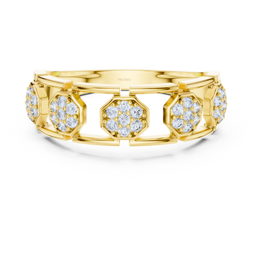 Hexagonal Diamond Cluster Openwork Ring