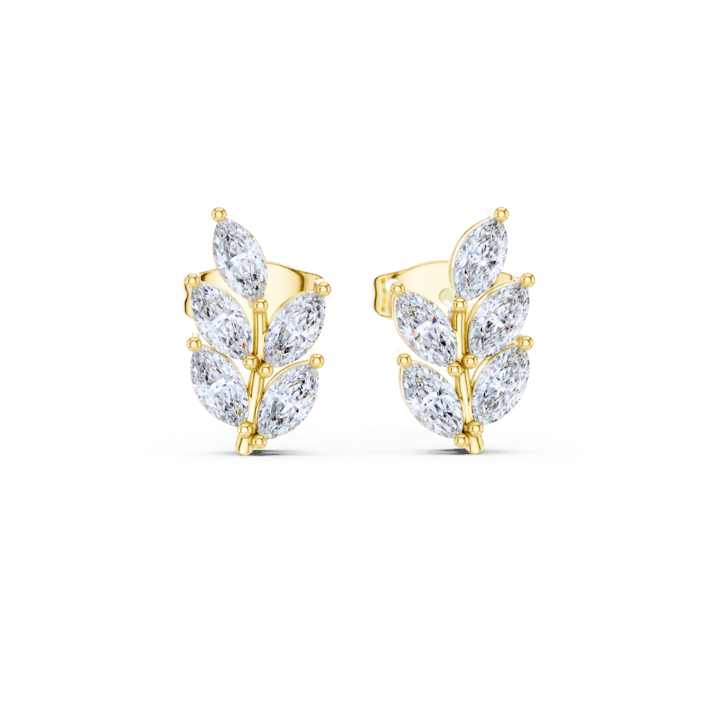 Lustrous Laurel Marquise Diamond Earrings