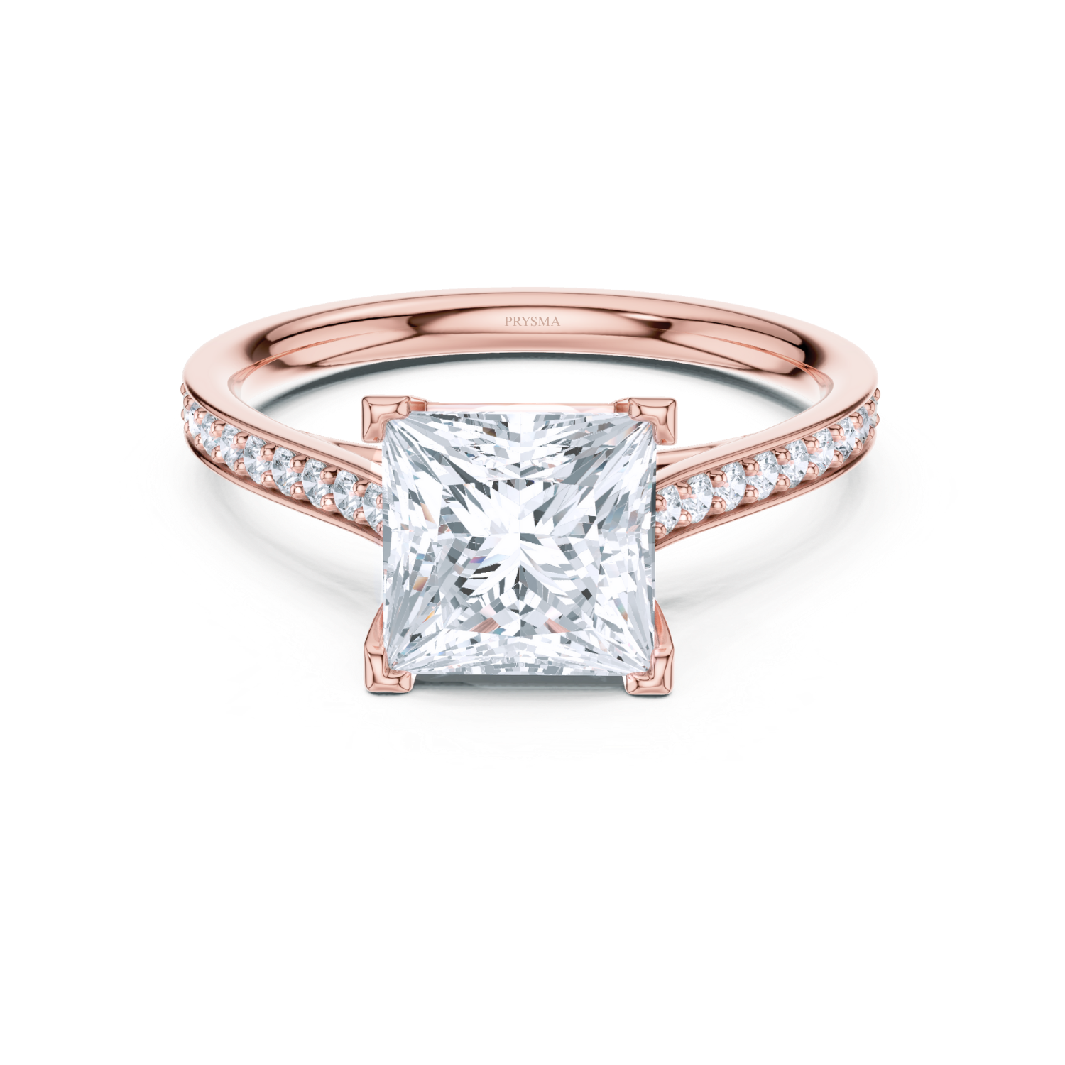 Princess-Cut Cathedral Pave Ring