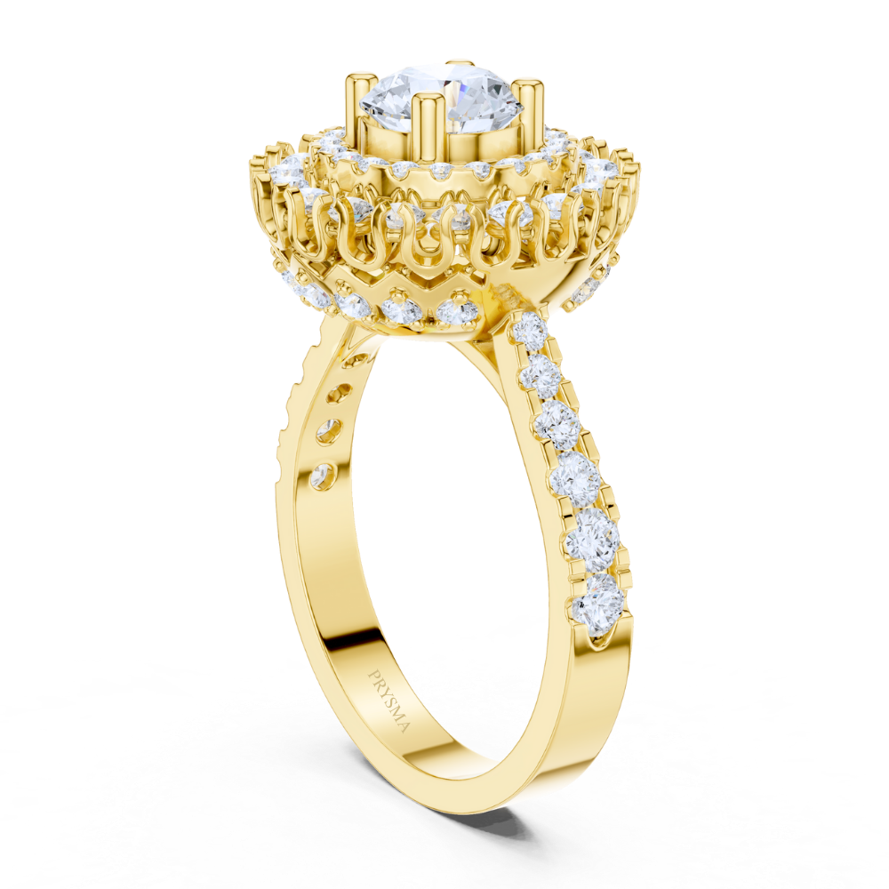 Radiant Double Halo Round-Cut Ring