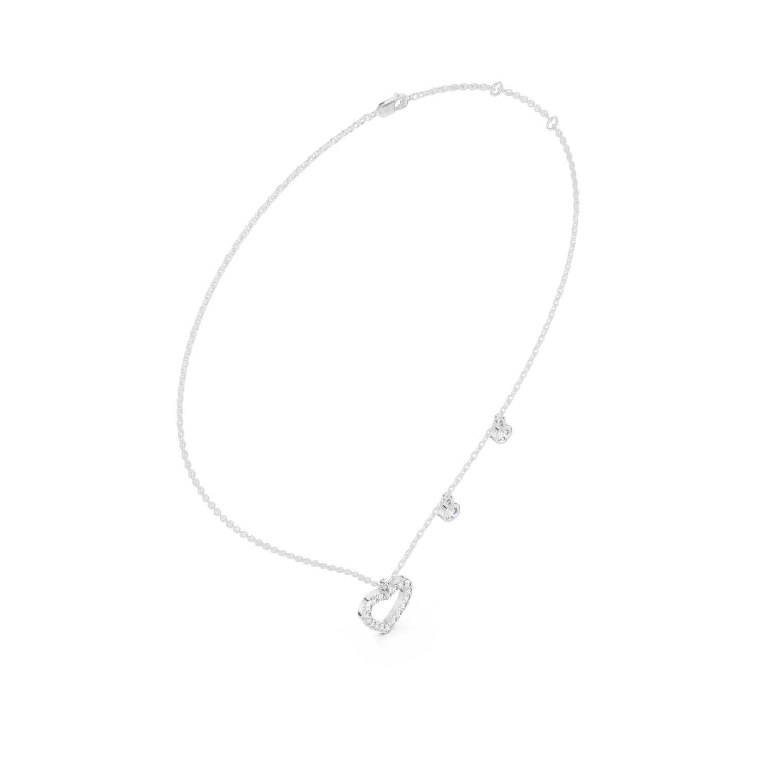Heart Motif Diamond Drop Necklace