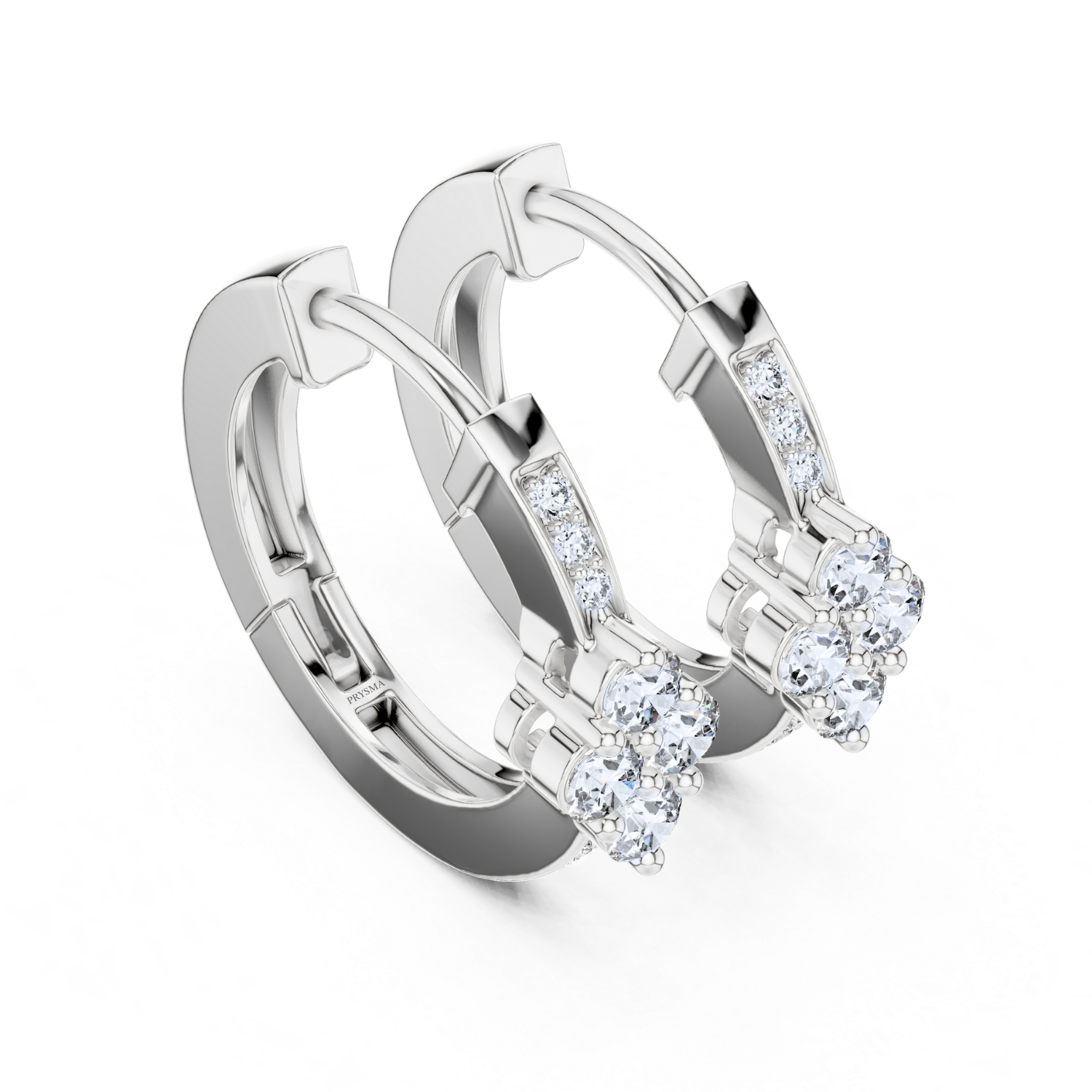 Diamond Cluster Hoop Earrings