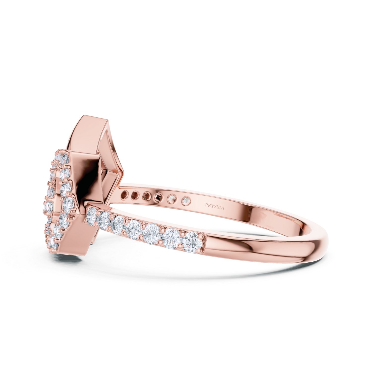 Diamond Halo Shield Ring