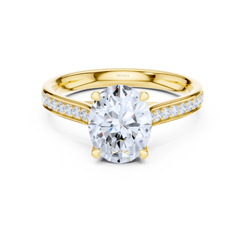 Oval Solitaire Diamond Ring With Pave Band