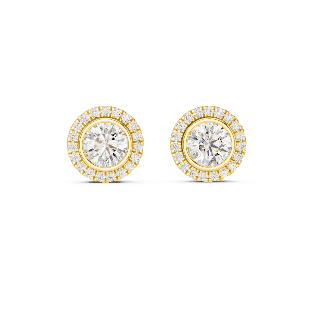 Bezel-Set Halo Stud Earrings